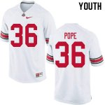 NCAA Ohio State Buckeyes Youth #36 K'Vaughan Pope White Nike Football College Jersey SON7545YU